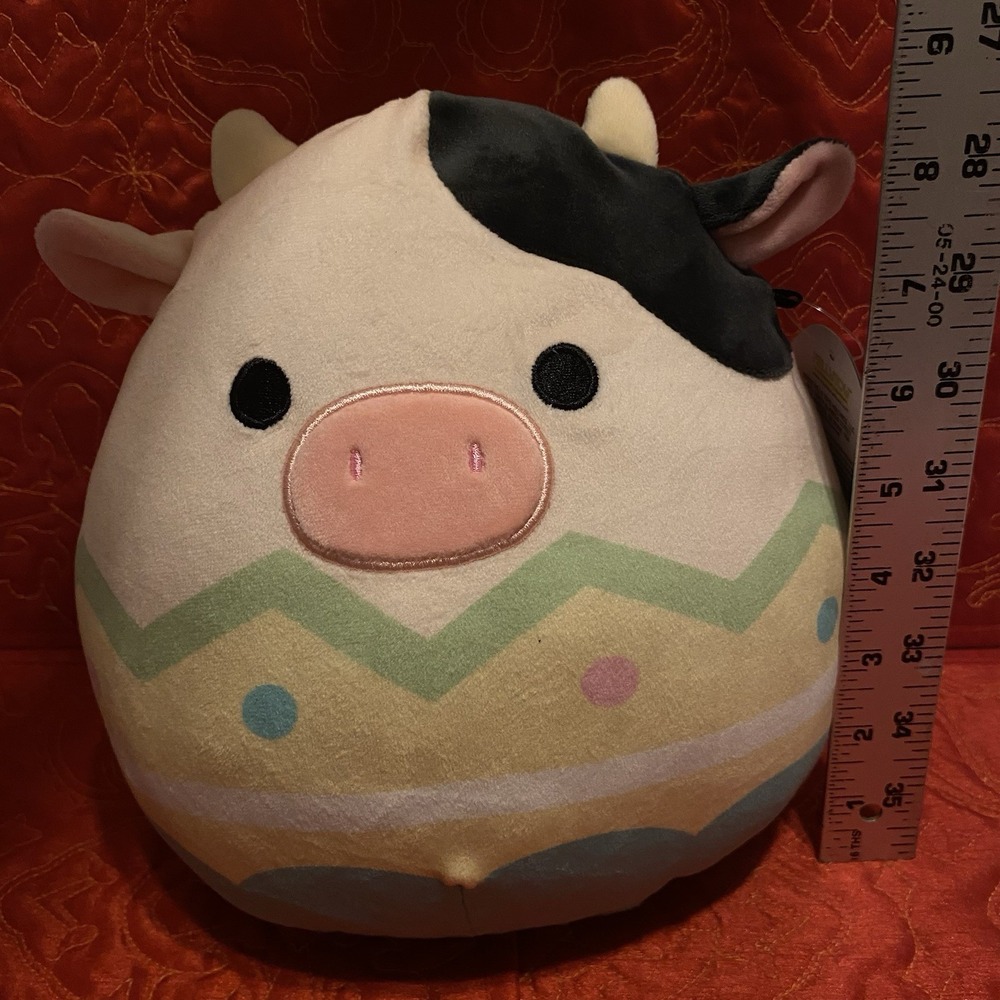 Squishmallows CONNOR the Cow 8" 2022 NWT. Easter Egg Theme